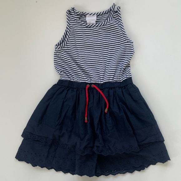 Lilly Wicket Little Girls Preppy Nautical Striped Eyelet Sleeveless Dress Size 5 - Picture 1 of 6